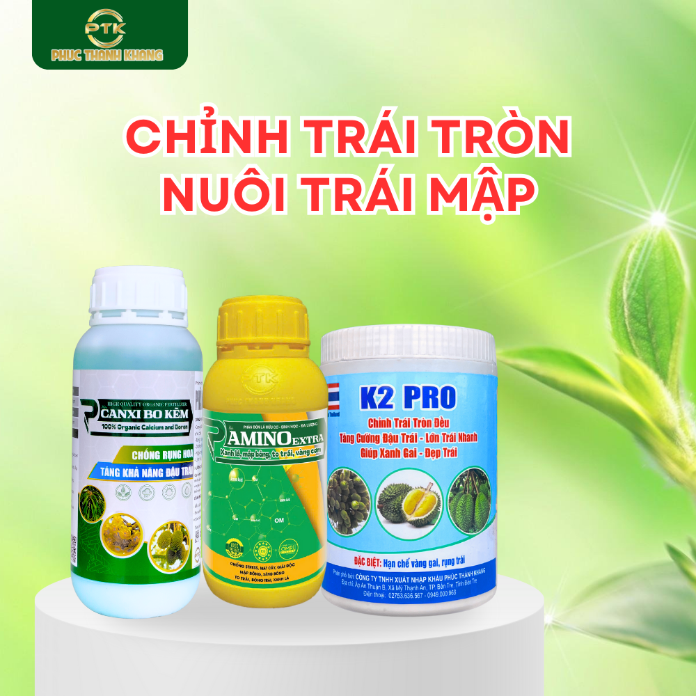 Bộ Sản Phẩm Chỉnh Trái Tròn – Nuôi Trái Mập (K2 PRO + AMINO EXTRA + CANXI BO KẼM)