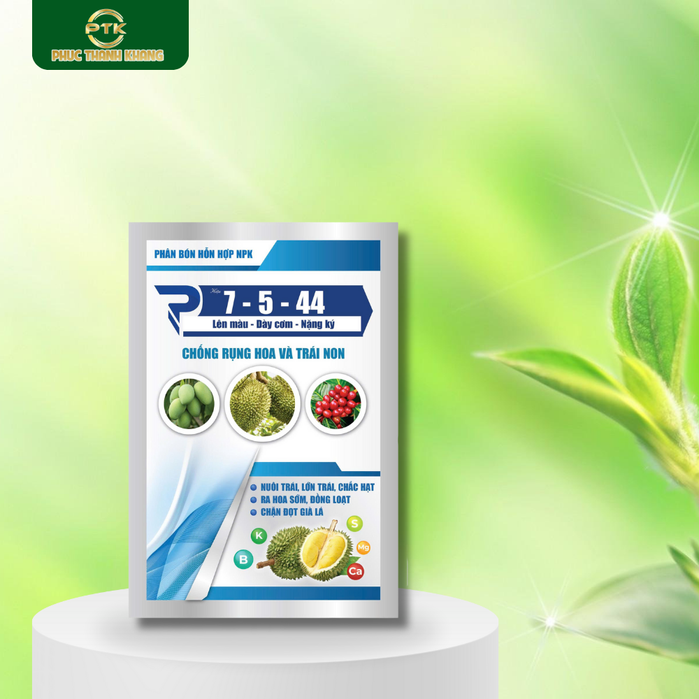 7-5-44 gói 250g – Thúc lá già, phân hóa mầm hoa, chặn đọt, chống rụng bông trái non