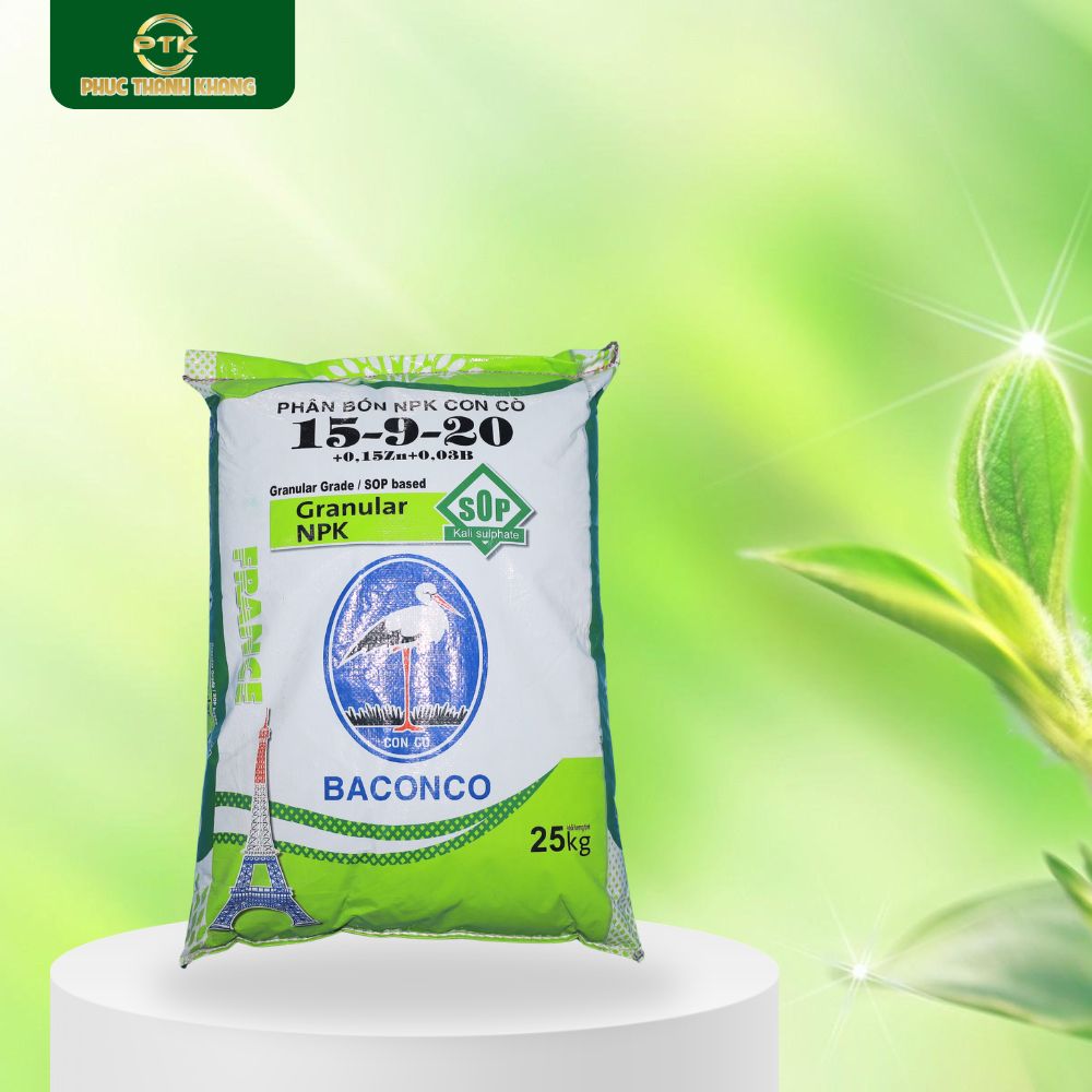 Phân bón NPK 15-9-20 BACONCO bao 25kg – Lớn trái, bóng trái, tăng phẩm chất nông sản