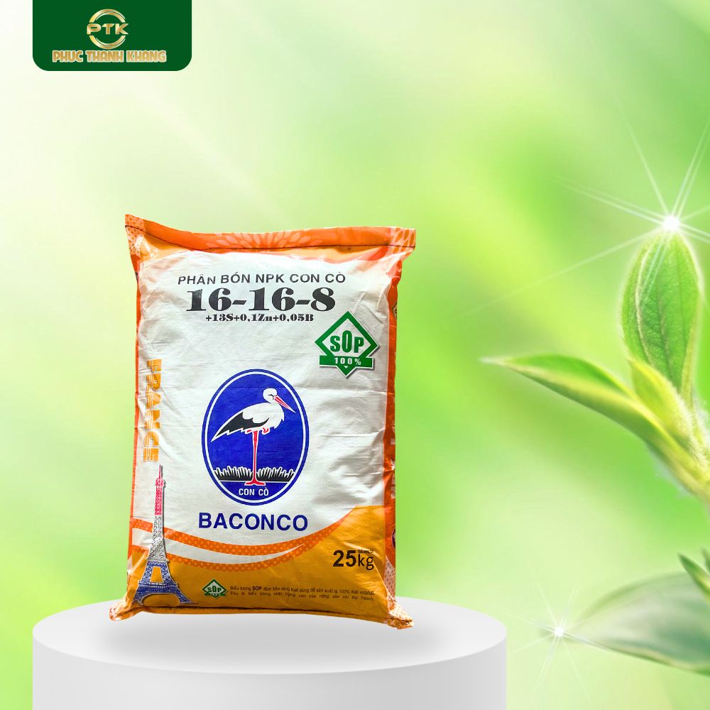 Phân bón NPK 16-16-8 BACONCO bao 25kg - Cân đối dinh dưỡng, cứng cây, tăng năng suất
