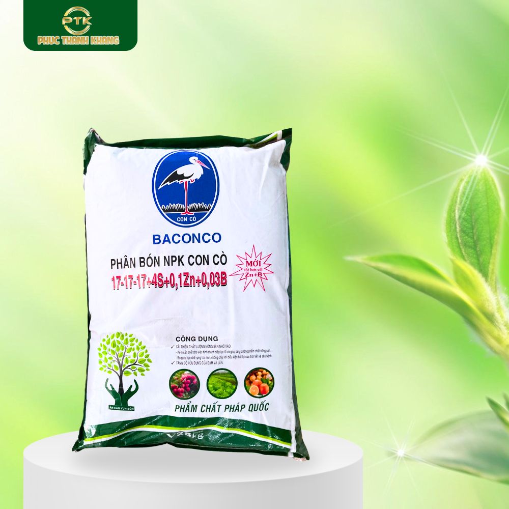 Phân bón NPK 17-17-17 BACONCO bao 25kg - Nuôi trái đẹp, tăng năng suất